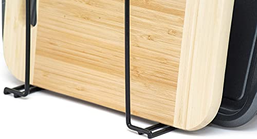 Image of Craft Mshopr Pan & Pot Lid Holder - Space-Saving Kitchen Organizer for Baking Trays and Chopping Boards | 4-Slot Cupboard Rack (L 9 x W 8.5 x H 7 Inches)