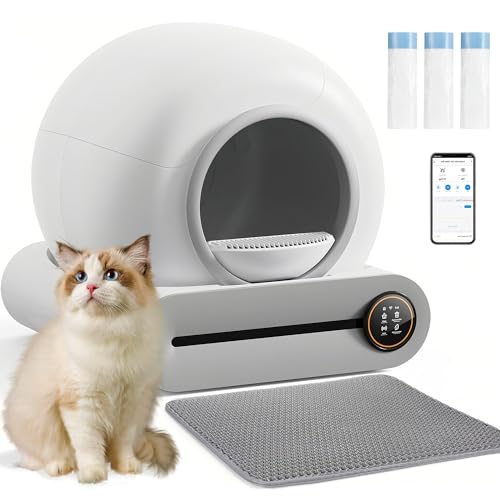 65L Self Cleaning Cat Litter Box, Large Deodorizing Fully Enclose...