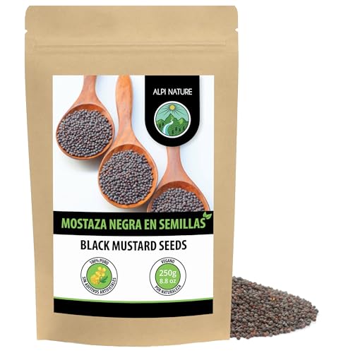 Alpi Nature Semillas de Mostaza Negra y Marrón 250g, Semillas de Mostaza Marrón y Negra 1-2 mm