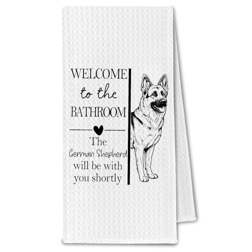 ChissNook German Shepherd Gifts Bathroom Hand Towels, German Shepherd Dog GSD Owner Lovers Gifts for Women, Funny Dog Decorative Hand Towel for Bathroom Kitchen Decor, 16x24 Inch
