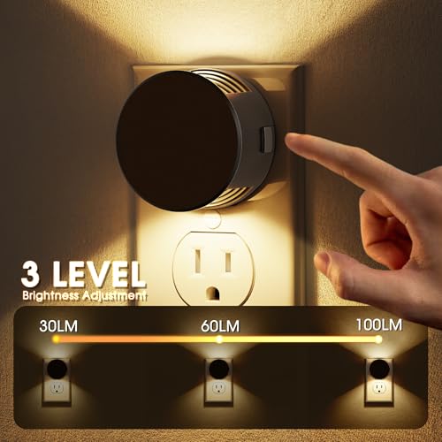 Image of Briignite Night Lights Plug into Wall Dusk to Dawn Sensor Nightlight | [2 Pack] Brightness Adjustable, 3000K Soft White, Dimmable Plug in Night Light for Bathroom Bedroom, Hallway