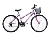 Bicicleta de Passeio Saidx Bike Feminina, Aro 26 de 18 Marchas, Freio V Brake (Rosa)