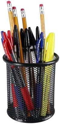 Huron Desktop 3-3/4" Round Metal Mesh Pen Holder Pencil Cup for Desk Office Pen Organizer Desk Organizer (1/4/24/96) (1 pc) image 5
