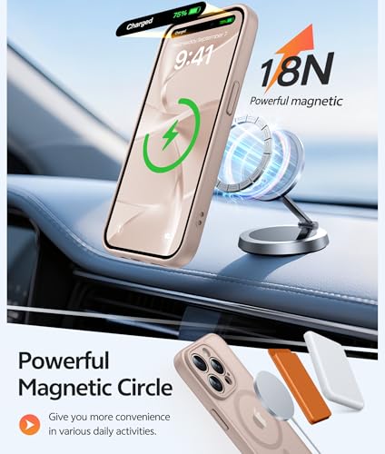 Image of FNTCASE for iPhone 15 Pro Max Case: [Compatible with Magsafe] Translucent Matte Cases with [Full Camera Protection] [Screen Protector] Military Grade Shockproof Protective Phone Cover - Desert Gold