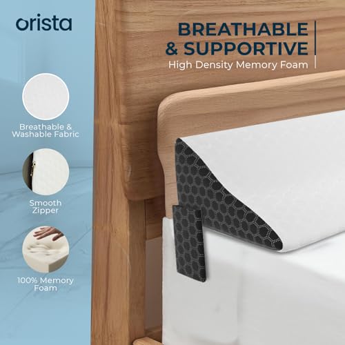 Image of Orista Memory Foam Bed Wedge Headboard Mattress Gap Pillow | Gap Filler 0-8 Inch Between Headboard and Mattress with Side Pockets| King Size 78 x 10 x 6 Inch | Skin Friendly Cover