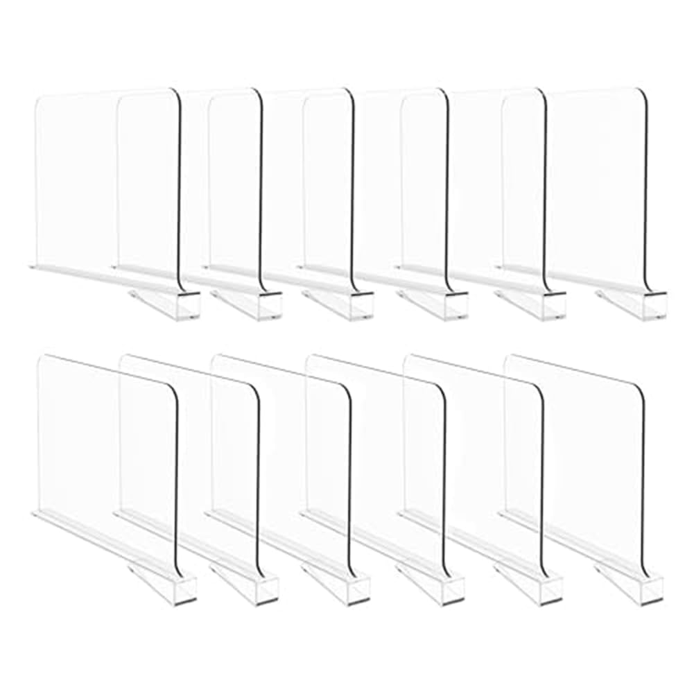 Separadores de estantes ajustables para armarios y estantes, 12 piezas, para armarios y estantes, ideal para almacenamiento en el hogar y la oficina