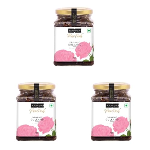 Image of Organic Damask Rose Gulkand | Traditional Sun-Cooked Rose Petal Preserve | Made with Organic Rose Petals & Mishri | No Artificial Colours or Flavours (Pack of 3)