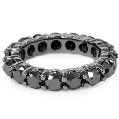 Pompeii 5ct Round Black Diamond Eternity Womens Wedding Ring 14K Black Gold Wedding Band2