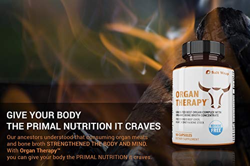 SaltWrap Organ Therapy - Grass Fed Beef Organ Meat Complex Supplement with Organic Bone Broth Concentrate (Beef Liver, Heart, Kidney and Bone Broth Capsules with BioPerine) Desiccated, 90 Capsules - Image 5