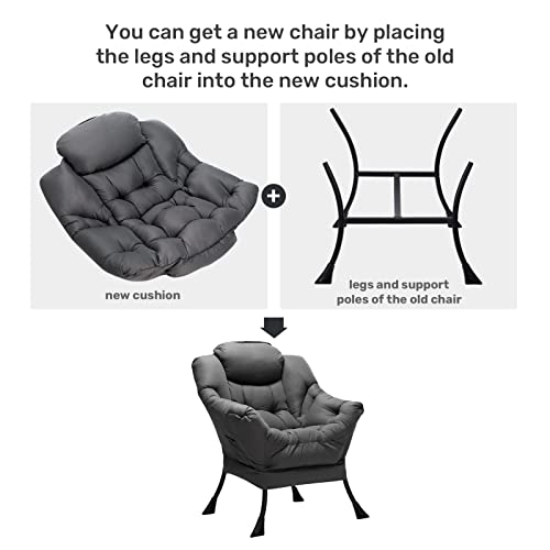 Hollyhome Only Cushion No Legs, Matching Thick Cushion For Cotton Fabric Lazy Chair, Removable Cushion, Cotton Pad For Relaxing Lounge Chair, Elastic Mat For Furniture Seat Protector, Dark Grey #TOP2