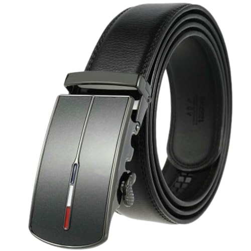 Men's Business Leather Belt Metal Automatic Buckle Belt Formal Luxury Belt-Black-120Cm