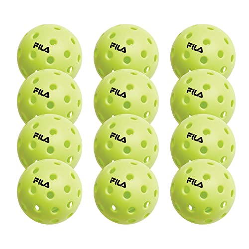 Fila Accessories Outdoor Pickleball Balls - Juego de Pelotas de Pickleball para Exteriores con 40 Agujeros (Verde Lima), Paquete de 12