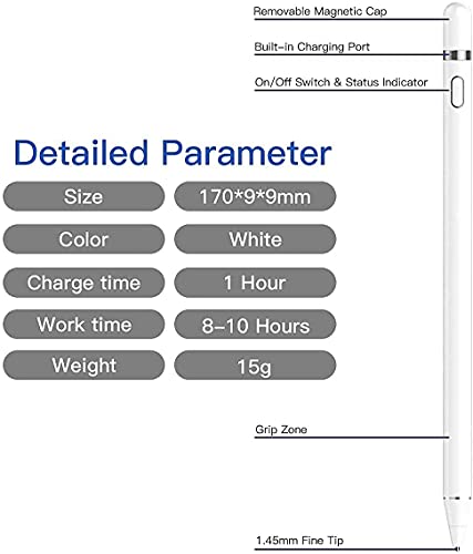 Universal Active Stylus Touch Pen,High Precision and Sensitivity Capacitive Stylus Compatible with iOS,Android,iPad,Samsung,Tablet Touchscreen Device(No Bluetooth)