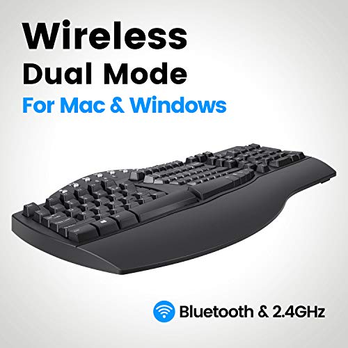Perixx Periboard-612 Wireless Ergonomic Split Keyboard With Dual Mode 2.4G And Bluetooth Feature, Compatible With Windows 10 And Mac Os X System, Black, Us English Layout, (11354) #TOP1