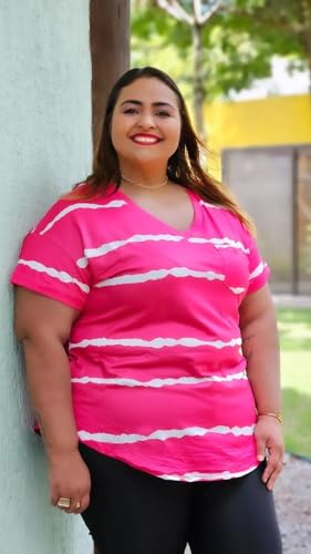 Image of TIYOMI Plus Size Tops for Women V Neck Tshirts Basic Tunic Casual Hawaii Floral Tie Dye Camo Summer Short Sleeve Tee XL-5XL