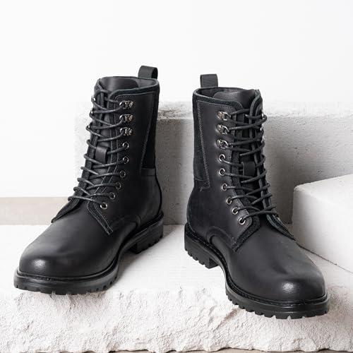 Image of Jousen Boots for Men Leather Casual Dress Shoes Combat Boots Men(AMY8409 allblack 08)