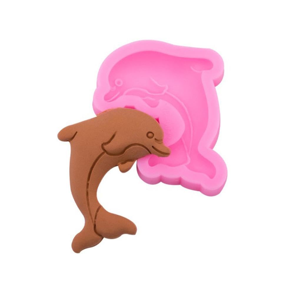 Nixnut Pink Fondant Cake Chocolate Mould Silicone Cookie Candy Mould Baking Diy Kitchen Tool Party Decorating Marine Animal Dolphin Pattern