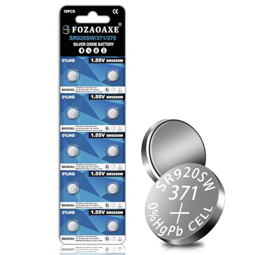 FOZAOAXE SR920SW Watch Battery 10 Pack Long-Lasting 371 Watch Batteries 370 AG6 LR920 SR69 SG6 Silver Oxide Button Coin Cell Battery