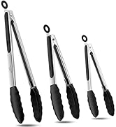 Bnlcd Kitchen Tongs, Premium Stainless Steel Locking Cooking Tongs with Silicone Tips, Non-Slip F...