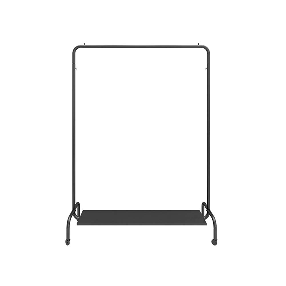 Kleiderständer mit Rädern, robuster Metall-Kleiderstangenständer mit Einer Kleiderstange und einem unteren Ablagefach für Kisten, Schuhe, Stiefel, Kleidung (Color : Black, Size : 80x38x155cm)