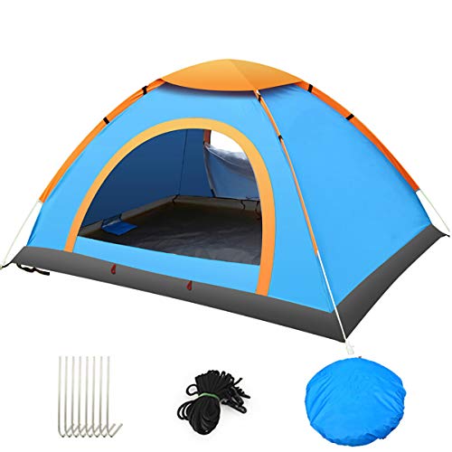 Tente de plage 3 à 4 personnes pop-up, tente de camping automatique étanche double couche