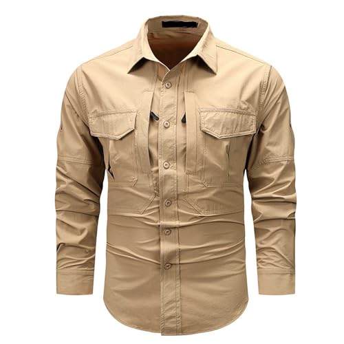 Chemise de randonnée à manches longues pour homme en coton fonctionnel