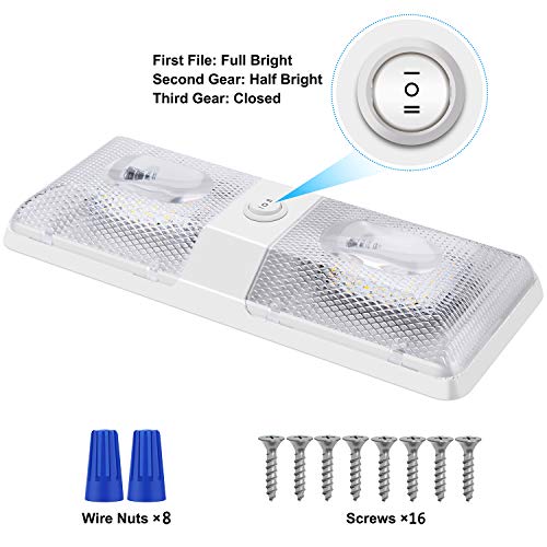image for TURN RAISE Upgraded DC 12V RV LED Ceiling Double Dome Light, 48 Pcs LE