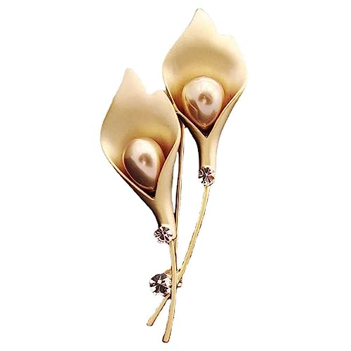 Image of Crystal Pearl Flower Brooches Pins Fashion Beautiful Created Rhinestone Floral Brooch Good Idea for Party Dance Wedding Banquet for Elegant Women Girl