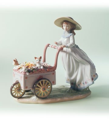 Amazon.com: Lladro Kitty Cart 06141 Girl with Flower Cart