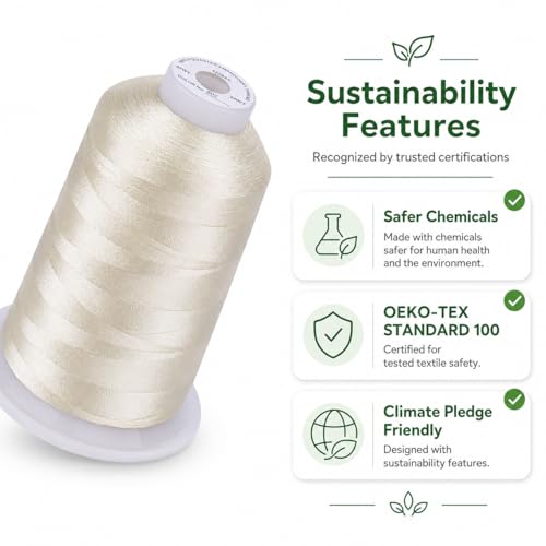 Image of Simthread Embroidery Machine Thread 5000M 40WT Polyester, Ivory 902 | 5000M 40WT polyester thread feeds smoothly for home or commercial embroidery projects.