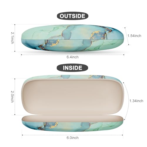 Image of Eyeglasses Case, Portable Hard Shell Protective Case For Glasses, Eyeglass Holder Box for Women and Men with Cleaning Cloth, Green Marble