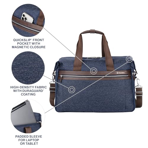 Image of Travelpro Platinum Elite Carry on Soft Travel Duffel Bag, Weekender, Gym Bag, Men and Women, 19 Inch, 49L, True Navy Blue
