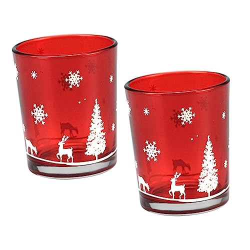 FUNOMOCYA 2Pcs Christmas Candle Holders Candle Cups for Scented Candles for Holiday Decor Goth Room Decor and Festive Home Accents