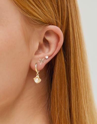 SPORCLO Gold Earrings for Women Hypoallergenic 14K Gold Plated 3 Pairs Huggie Dangle Hoop Earrings Set Surgical Steel Cubic Zirconia Stud Earring Cartilage Piercing Jewelry3