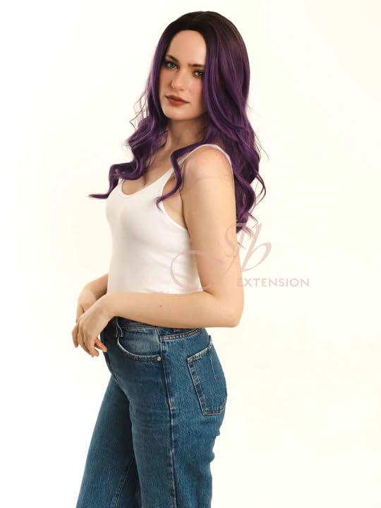 Miniatura 2 de KARL - Peluca rizada de 20 pulgadas de color morado oscuro, sin pegamento, para fiesta, cosplay, Halloween, pelucas para mujeres, pelucas sintéticas