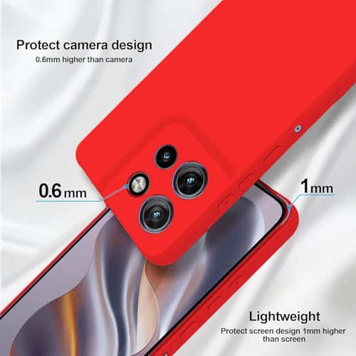 Image of DIZORO Microfiber Candy Case for Motorola Edge 50 Neo 5G Smooth Touch Cushion Liquid Soft Silicone Gel Rubber Phone Cases Non-Slip Full Body Protective Shockproof Back Cover -og Red.