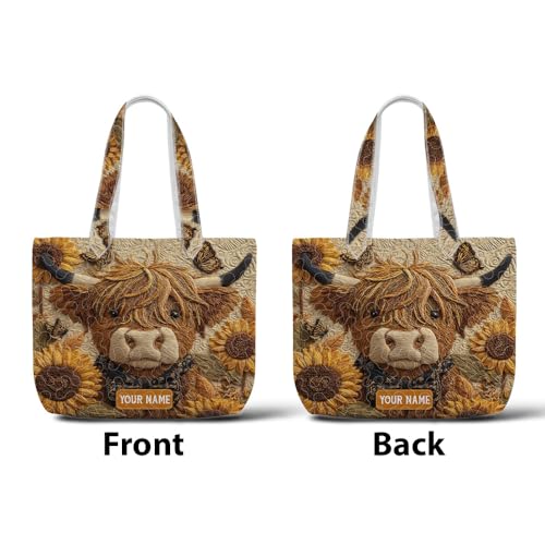 Bolso Tote acolchado personalizado con diseño Vaca Highland miniatura 6