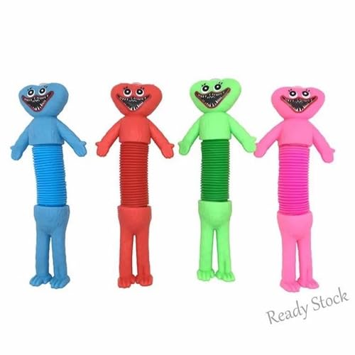 Image of 4PCS Telescopic Suction Cup Giraffe Toy, Pop Tubes Sensory Toy for Kids, Fidget Toys, Sensory Tubes, Suction Cup Pop Tube Giraffe Toys, Stretchy Giraffe Suction Toy