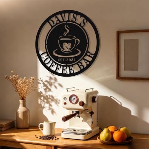 Image of Personalized Coffee Bar Metal Sign, Custom Coffee Signs, Custom Coffee Name Signs for Cafe Station, Coffee Wall Art Decor for Kitchen, Cafe Shop Decor, Cafe Lover Gift