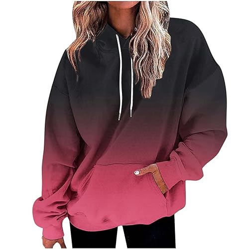 Olivcker Sudaderas con capucha para mujer, con estampado degradado, camisas de manga larga, sudaderas con capucha de gran tamaño, acogedoras y suaves, A7-rosa~regalos de San Valentín para ella, M