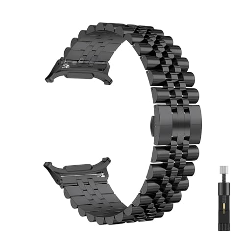 [QAICHFKS] Galaxy Watch 8 Classic 46mm 44mm 40mm�p���^���o���h�AUltra 2025�x���g�p�X�e�����X�X�`�[���u���X���b�g���X�g�o���h (Black,Watch 8 44mm)