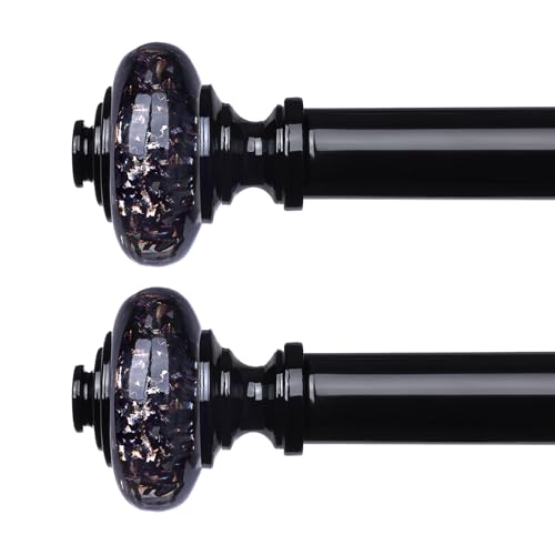 2 Pack Black Crystal Curtain Rods for Windows 30 to
