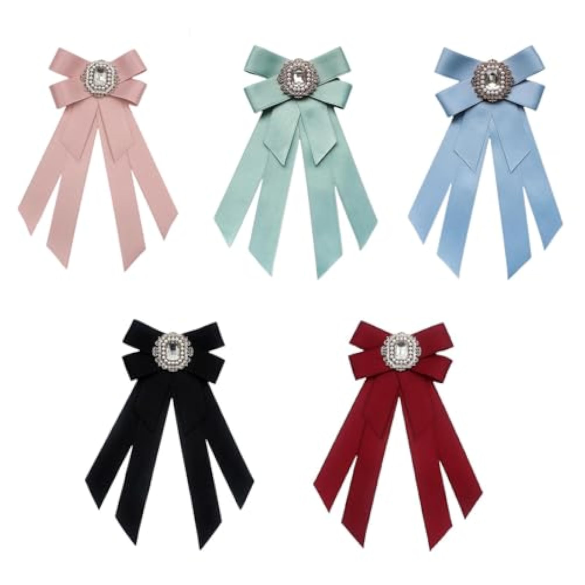 Women's Black Bow Tie Ribbon Brooch Pin Collar Tie