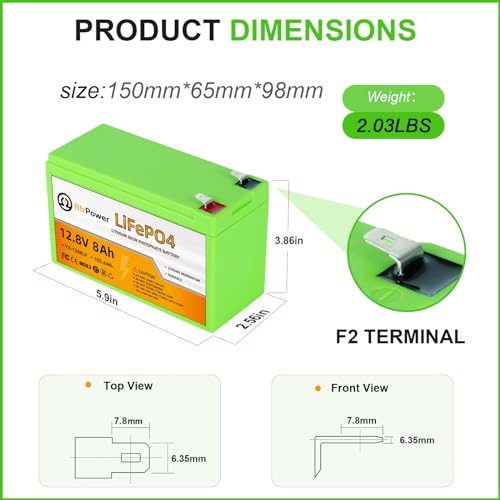 Image of 12V 8Ah Li FePO4 Lithium B attery, Built in 10A BMS | 4000+ Deep Cycles, Perfect for Home Alarm,Small Ups Backup, Solar System etc