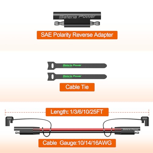Image of 10AWG 6FT SAE Extension Cable, SAE Extension Cord with SAE Polarity Reverse Adapter for Solar Panels,Cars, RVs,Trucks,Boats