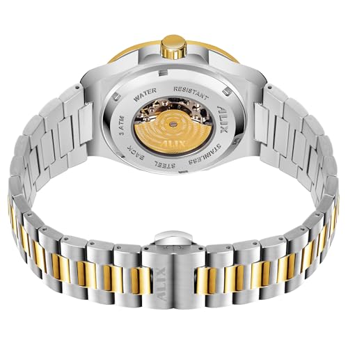 Image of ALIX AL2904 Automatic Mechanical Self-Winding Skeleton Dial 30 ATM Waterproof with Stainless Steel Band Wrist Watch