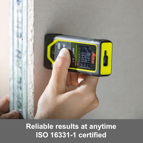Image of Leica Disto X1 - Range 330 ft, Bluetooth 4.2 and NFC Data Transfer, add and Subtract, Volume, 4-line Display, IP 65 dust and waterjet Protection and 6 ft Drop Tested, Hand Loop, Pouch.