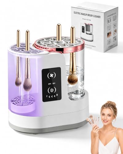 3-in-1 Electric Makeup Brush Cleaner Machine with Automatic Cleaning and Drying Holder, USB Powered Cosmetic Brush Washer for Eyeshadow, Foundation, Blush and Powder Brushes, Portable Beauty Tool