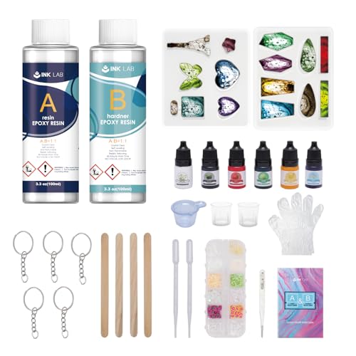 INK LAB Epoxidharz Set Ungiftig Glasklar Gießharz mit Farbe Glitzer...