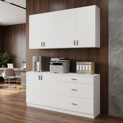 Timechee Wall-Mounted Office Cupboard Set